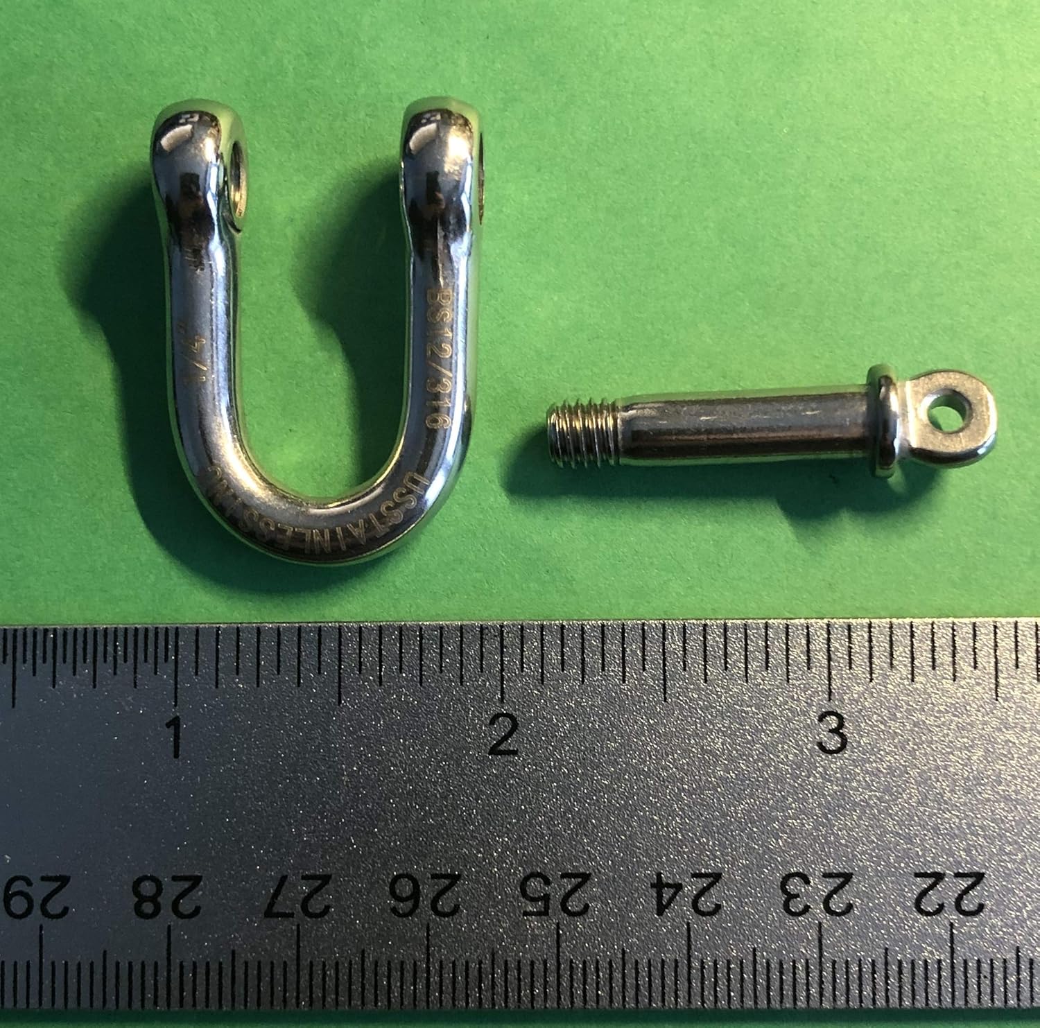 US Stainless 4 Pieces Stainless Steel 316 Forged D Shackle Marine Grade 1/4" (6mm) Dee - Image 2