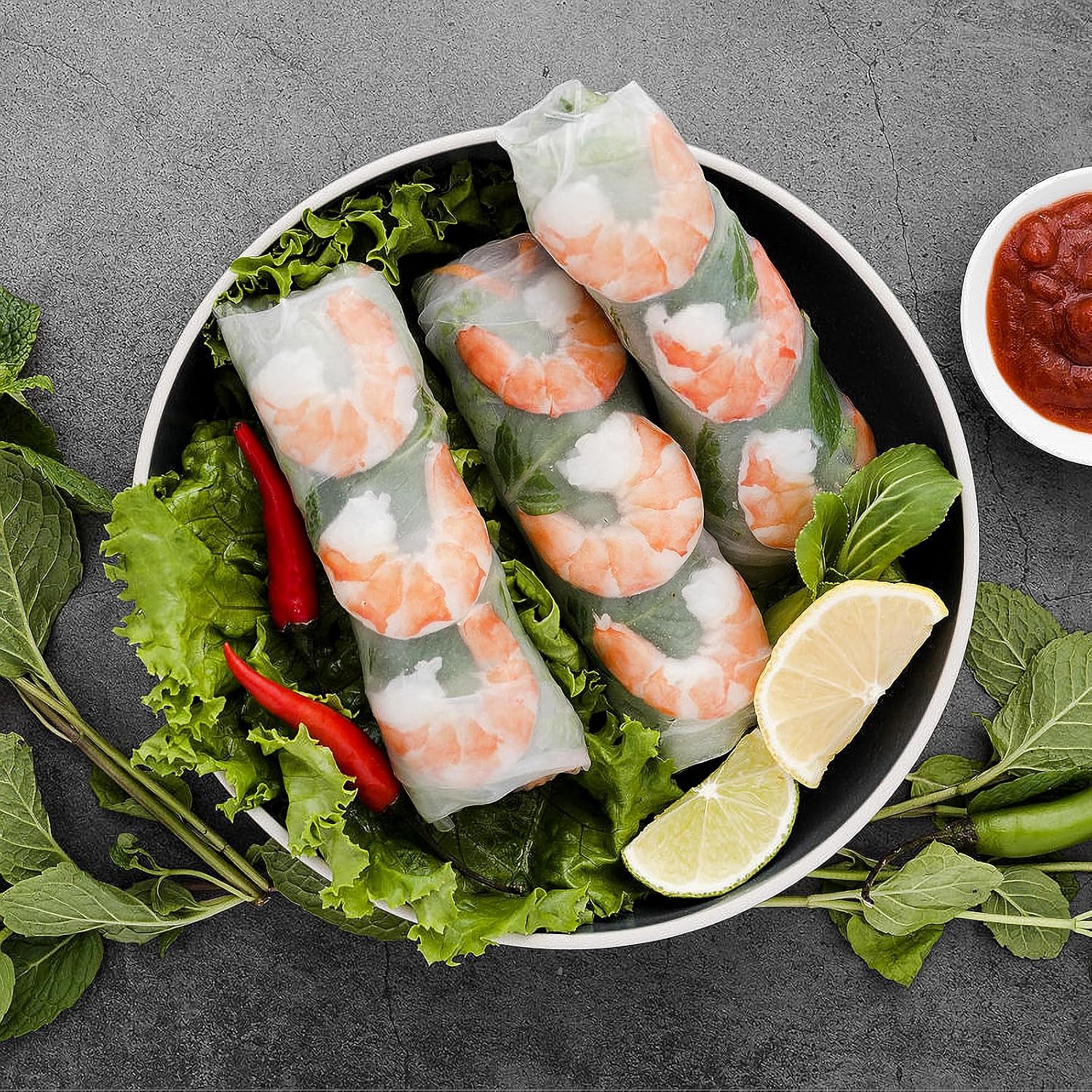 Rice Paper Water Bowl, Spring Roll Water Bowl, Rice Paper Holder with Side Pocket for Spring Roll Wrappers, Summer Rolls Maker Banh trang Holder