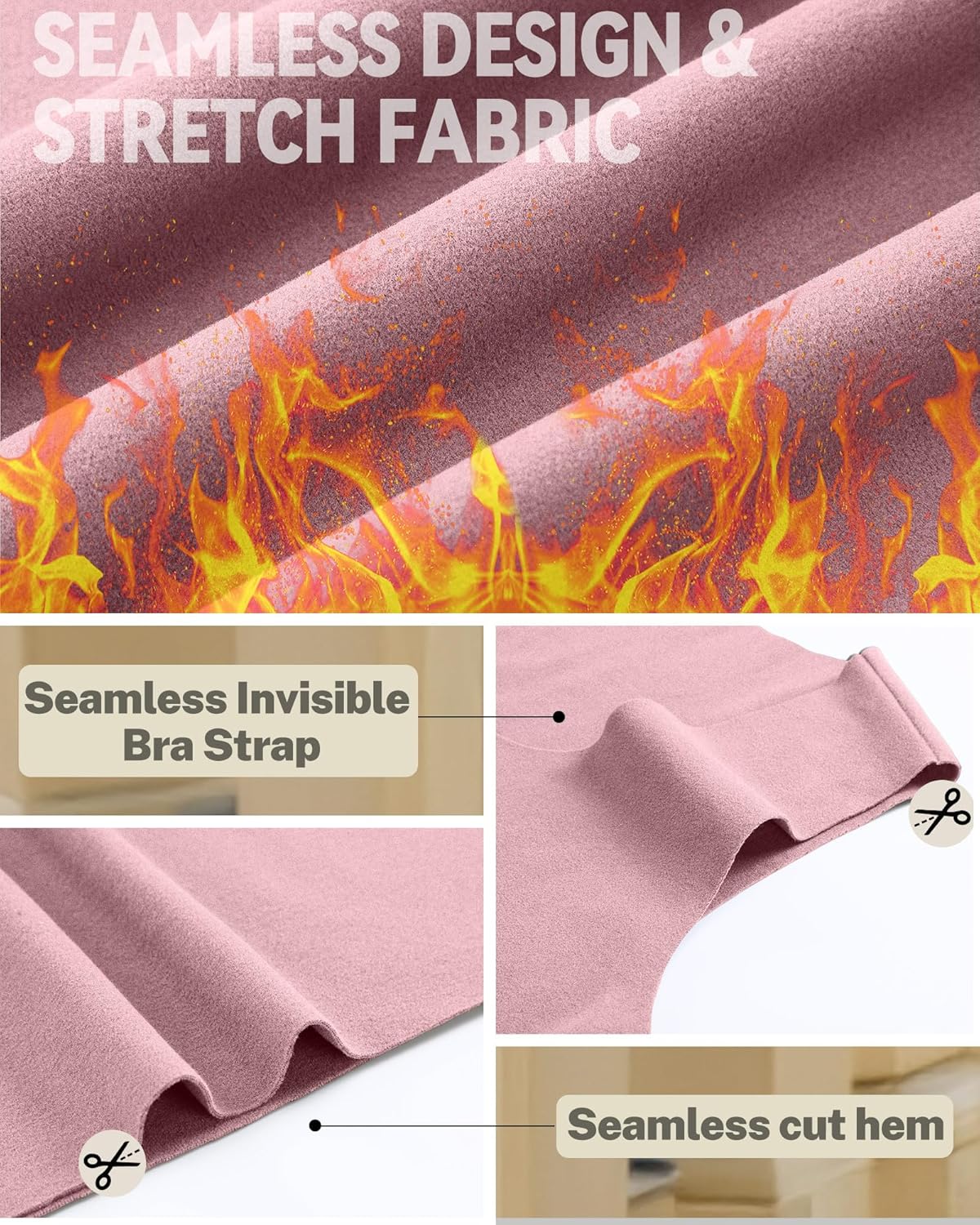 5 Pack Women's Thermal Tank Tops Fleece No Hem Thermal Underwear Sleeveless Tops Camisole Warm Base Layer - Image 3