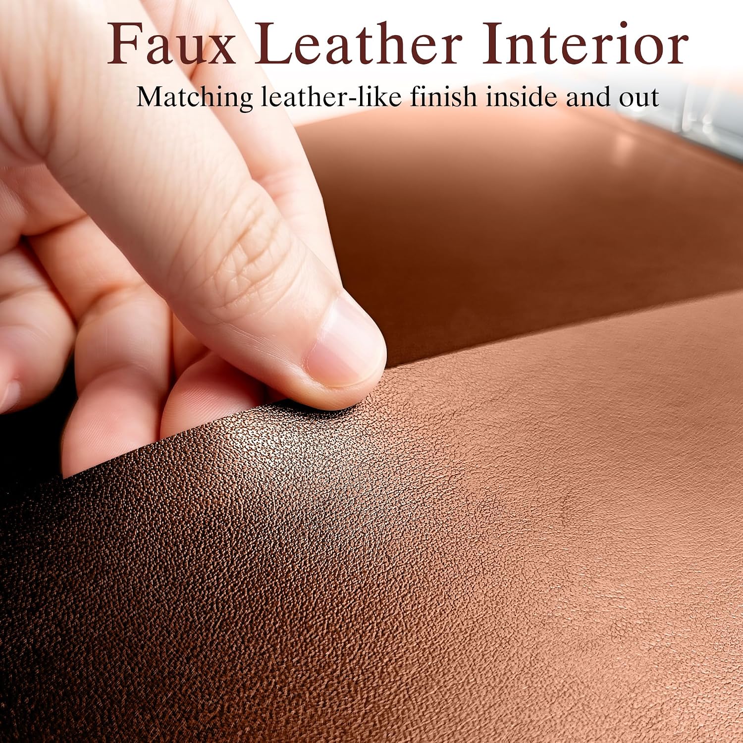 Large 2 Inch D-Ring 3 Ring Binder, Faux Leather, Coffee image 3