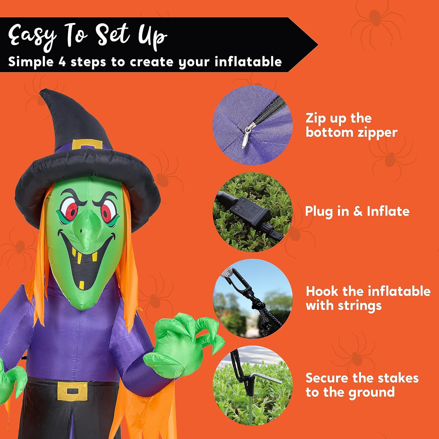 Joiedomi 12 Ft Tall Halloween Inflatables Witch Outdoor Decorations, with Build-in LED Lights - Outdoor Blow Up Decor for Yard, Party Decoration Inflatable Blow Ups for Yard Outside Halloween Decor