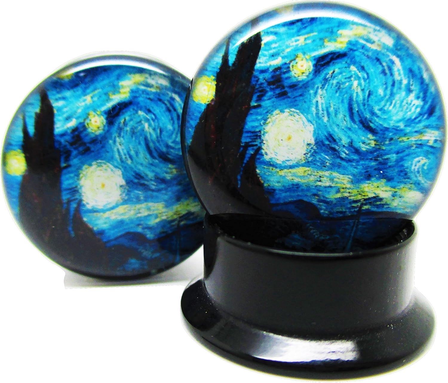 A Starry Night Ear Plugs - Acrylic Screw-On - New - 8 Sizes - Pair (00 Gauge (10mm))
