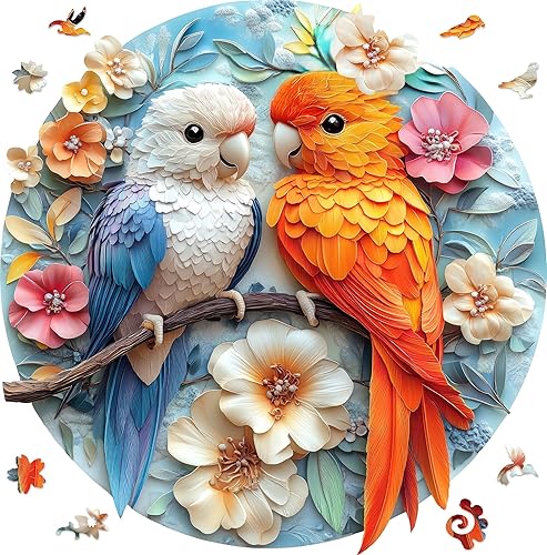 Miniatura 14 de Qiuenisray Rompecabezas de madera para adultos, rompecabezas de colibrí de vidrio emplomado de 200 piezas, rompecabezas de madera con forma de Flor