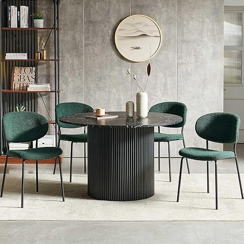 Miniatura 2 de NORDICANA Juego de mesa de comedor de 5 piezas, juego de comedor de 47 pulgadas para 4, mesa de cocina redonda y sillas de comedor verdes, juego de