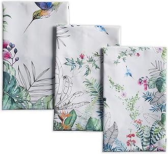 Maison d' HermineKitchen Towels Set of 3 100% Cotton 27.50" x 20" Reusable Cloth Tea Dish Towels Absorbent with Hanging Loop for Kitchen, Home, Dining, Cocktail Parties Spring/Summer (Tropiques)OEKO-TEX STANDARD 100