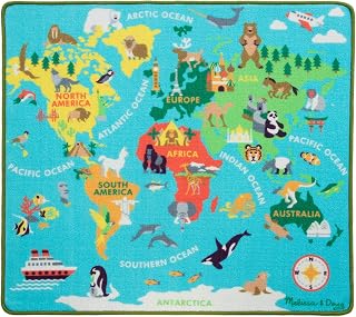 Melissa & Doug Round The World Travel Activity Rug (3 Wooden Vehicles, Passport, Stickers, 91.44 cm H x 45.72 cm W