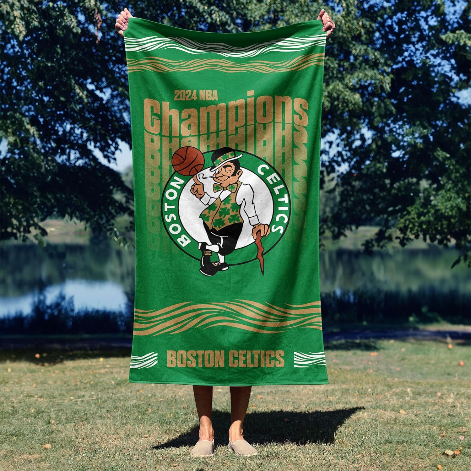 Northwest NBA Boston Celtics NBA Champions 2024 Beach Towel, 30" x 60", Flow - Image 3
