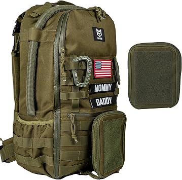Mossa Diaper Bag Backpack for Dad,Military Style, Men's Backpack with Diaper Changing Mat, with Accessory Purse