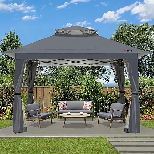 Miniatura 7 de ABCCANOPY Cenador desplegable de 13 x 13, tienda de campaña para exteriores, refugio con mosquitera para patio, jardín, patio, fiesta, campamento