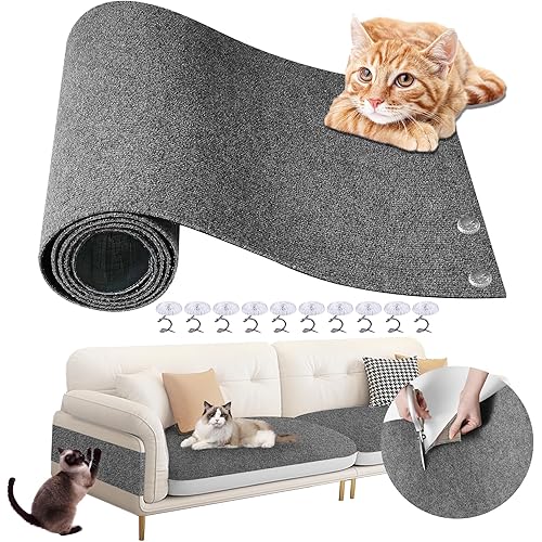 Cat Scratch Furniture Protector 78.7"x15.8" - Adhesive & Trimmable Cat Scratch Protection Mat to Shield Sofa, Couch, Wall, Cat Tree Post from Claws