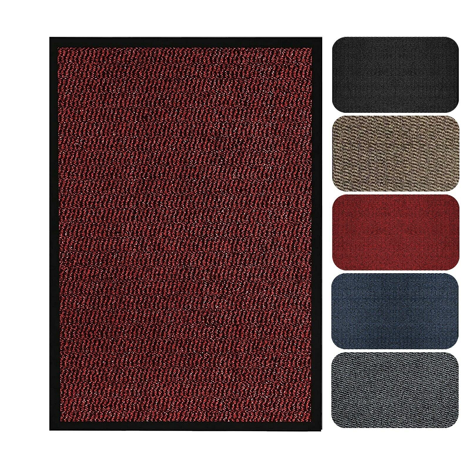 Milosc Barrier Mat For Indoor & Outdoor Doormat 40x60 Small Large Dirt Trapper Floor Rug Home Kitchen Runner Entrance Rugs Absorbent Rubber PVC Mat Non-Slip (90 x 150 cm, Red)