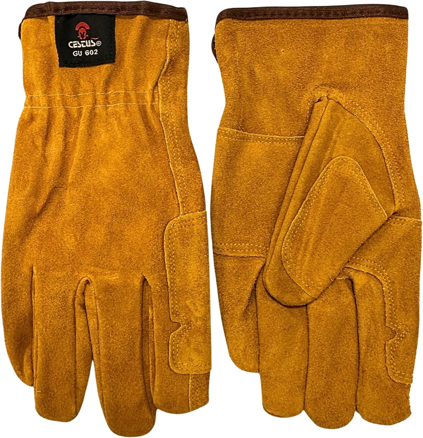 Cestus GU-602, Cowhide Leather Work Gloves for Men, Reinforced for Construction, Welding, Warehouse, Truck Drivers, Farming
