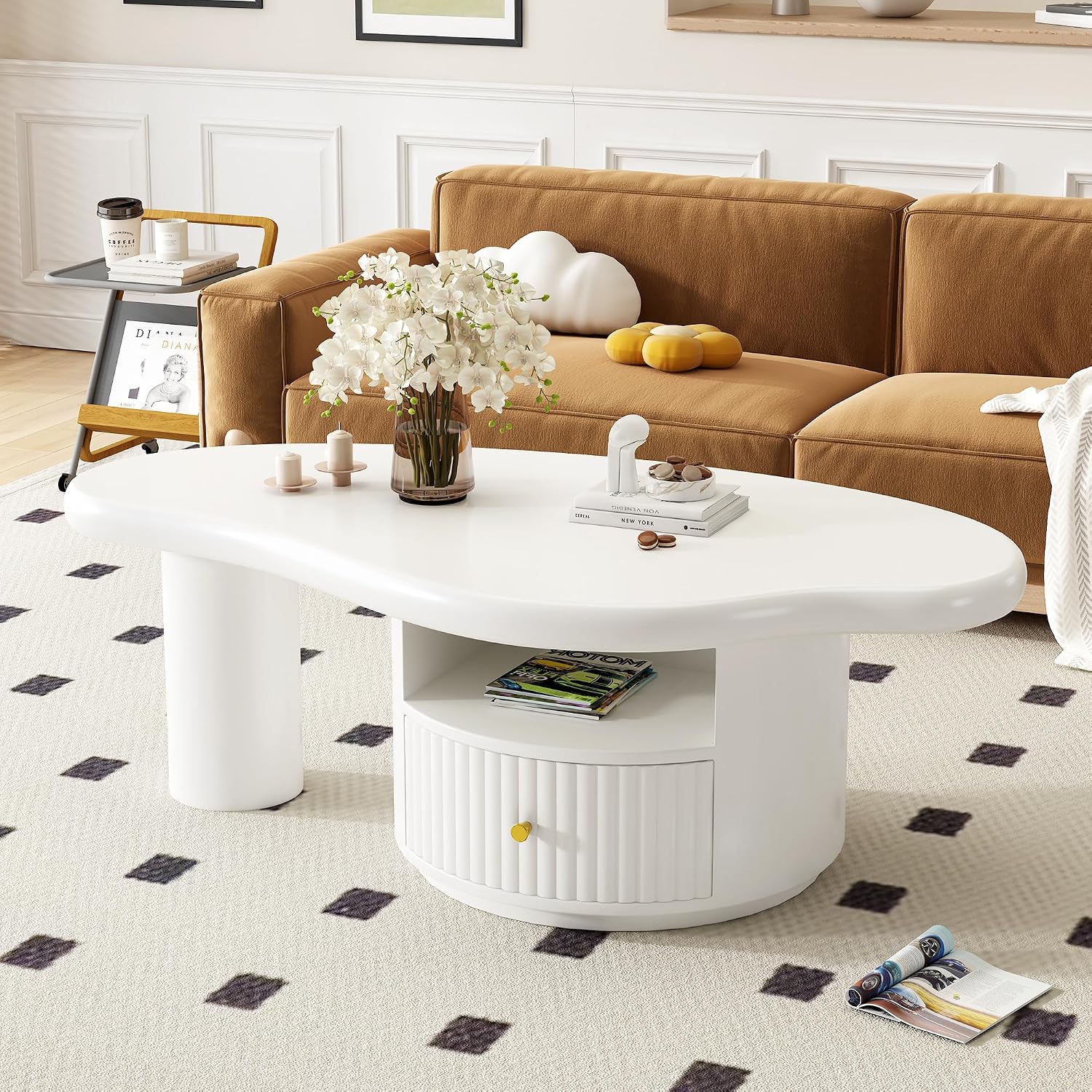 Amazon.com: Modern Cloud Irregular Coffee Table 43.3-Inch Cocktail ...