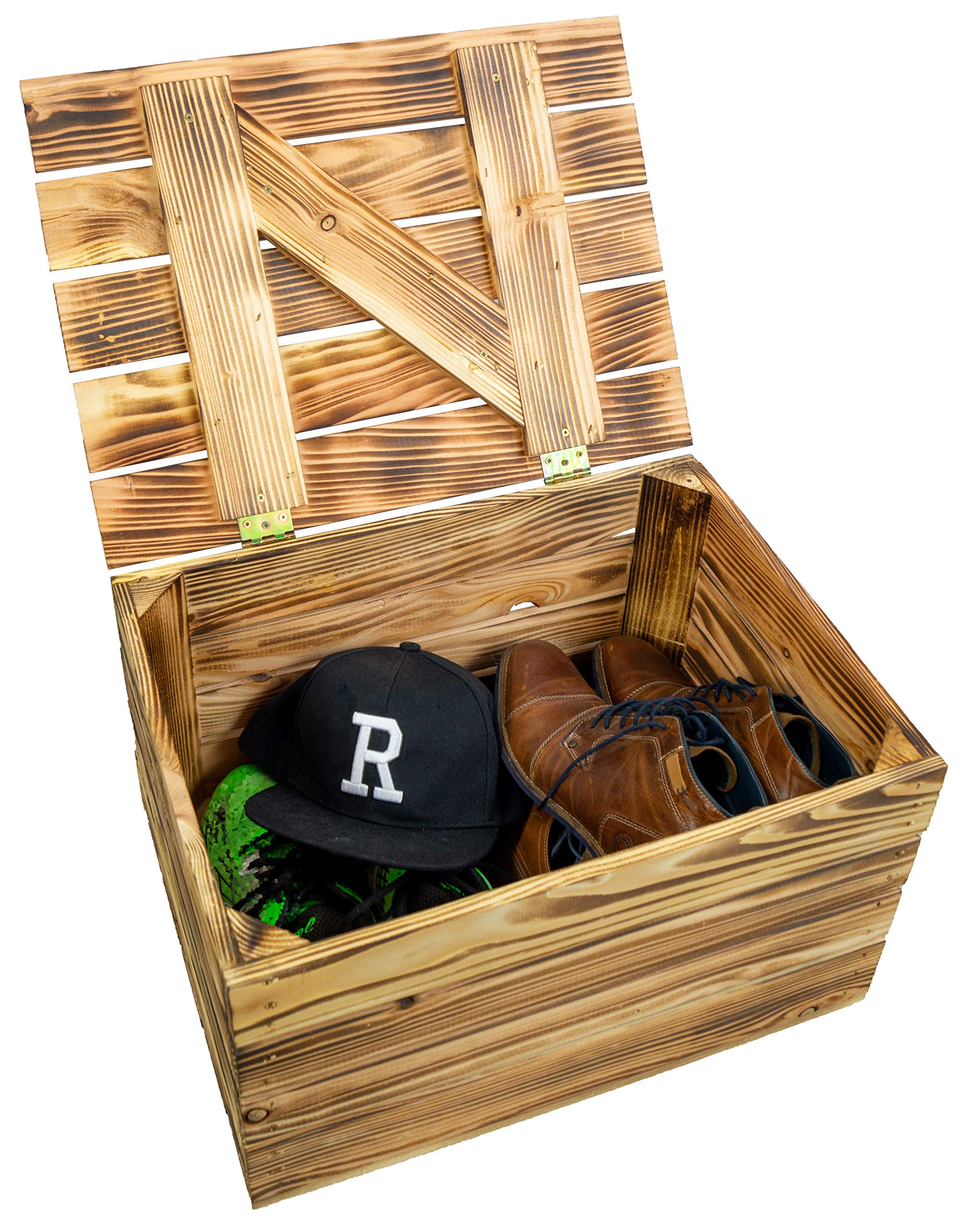 Coffre En Bois Recyclé Altes Land - Coffre Au Trésor Avec Couvercle, Style Vintage Pour Rangement Et Décoration (S 34 X 24 X 20 Cm)