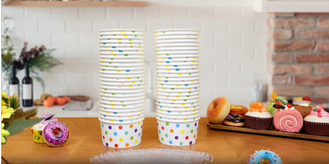 50 Stück Papier-Eisbecher – 260 Ml, Ø 7,1 Cm, Hummer-Design – Für Party-Snacks, Desserts, Einweg