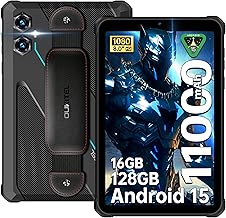 OUKITEL RT3 Plus Rugged Tablet Android 15-8" HD 128GB +16GB(TF 1TB), 11000mAh 18W Charger, 16MP+8MP Camera Tough Tablet with Wrist Strap, 5G-WiFi/OTG/GPS/NFC/Blue