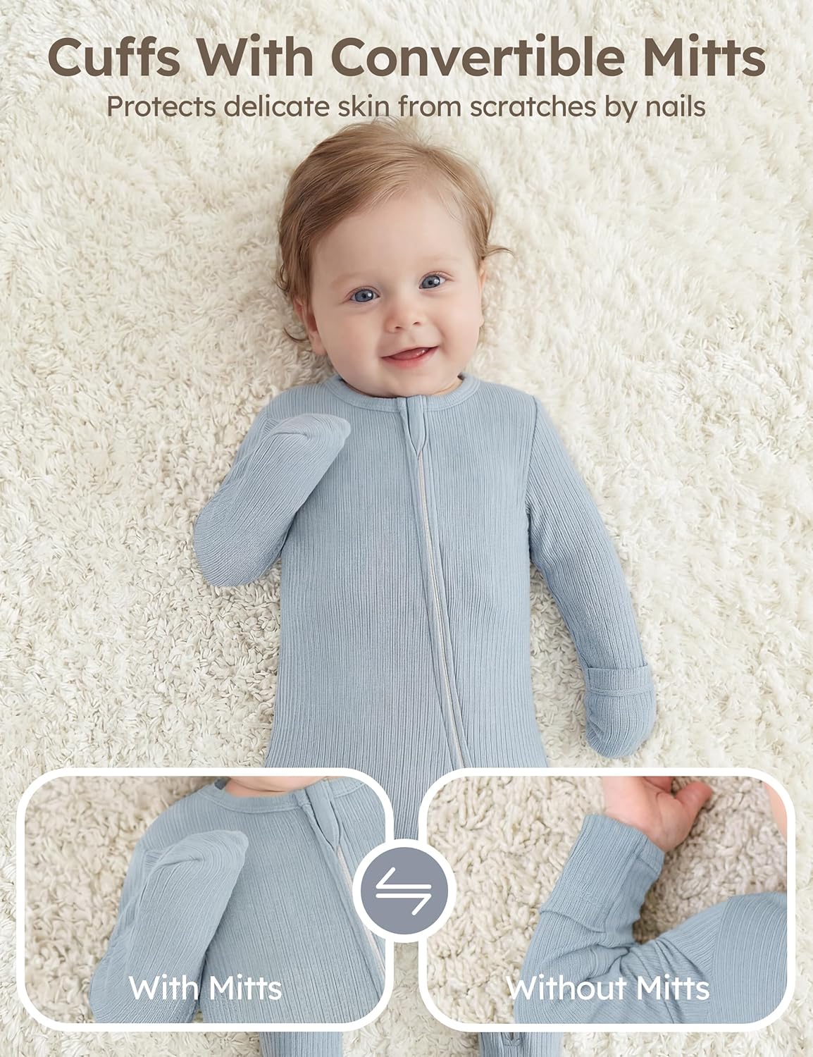 Unnivoll Baby Pajamas Baby Sleepers Rayon From Bamboo for Newborn 0-3 3-6 6-9 Months Footie Pjs Baby Boys Girls Clothes