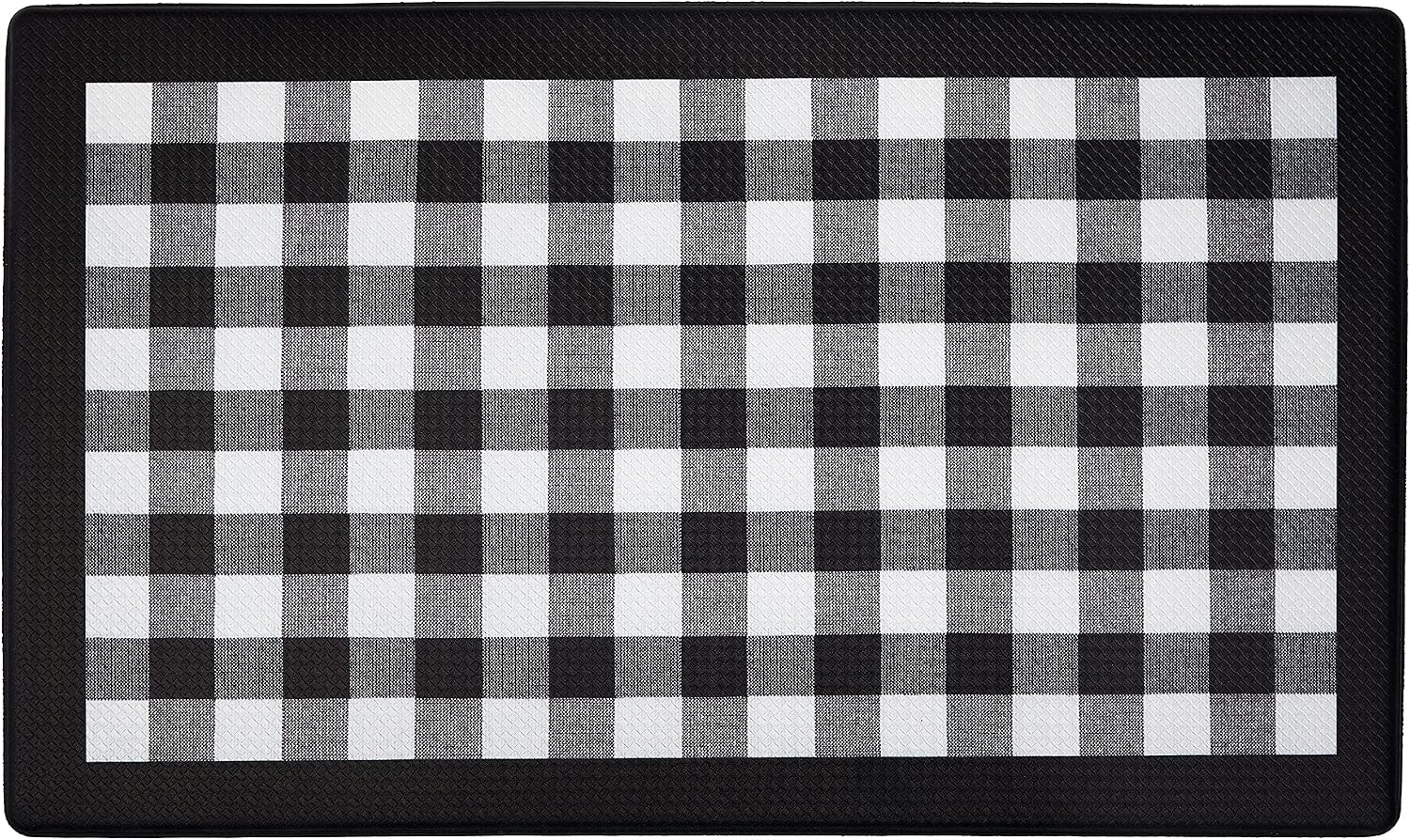 Ergode Decorative Anti-Fatigue Mat | Relieve Back & Leg Discomfort | Enhance Aesthetic Appeal | Perfect for Kitchen or Bathroom | Buffalo Check Black