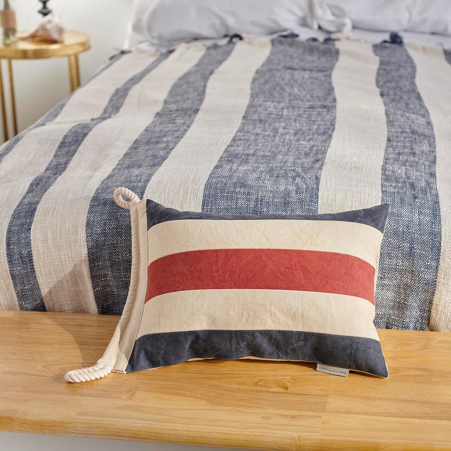 Primitives by Kathy Pillow with Decorative Cover, from Our Beach Collection displaying a Vintage Nautical Flag Inspired Design of The Yes Flag Made with Durable Canvas