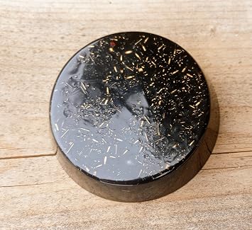 Small Disc Orgone Generator, Orgonite Energy Accumulator Tower Buster, EMF Protection (Black)