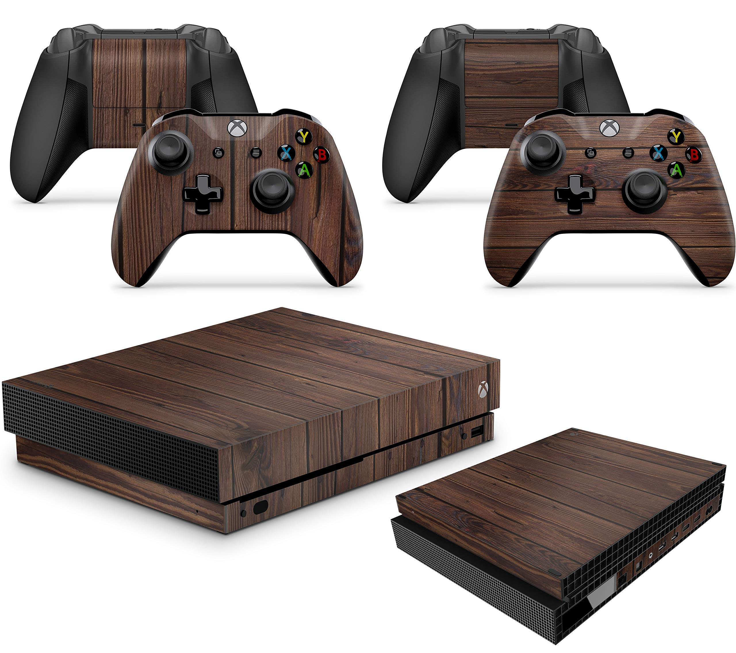 giZmoZ n gadgetZ GNG Adesivi in Vinile per Xbox One X con Il Logo di Wood per Console E per 2X Controllers