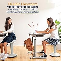 Vista 6 de ECR4Kids - Taburete oscilante Sitwell con cojín, altura ajustable, asiento activo, gris claro