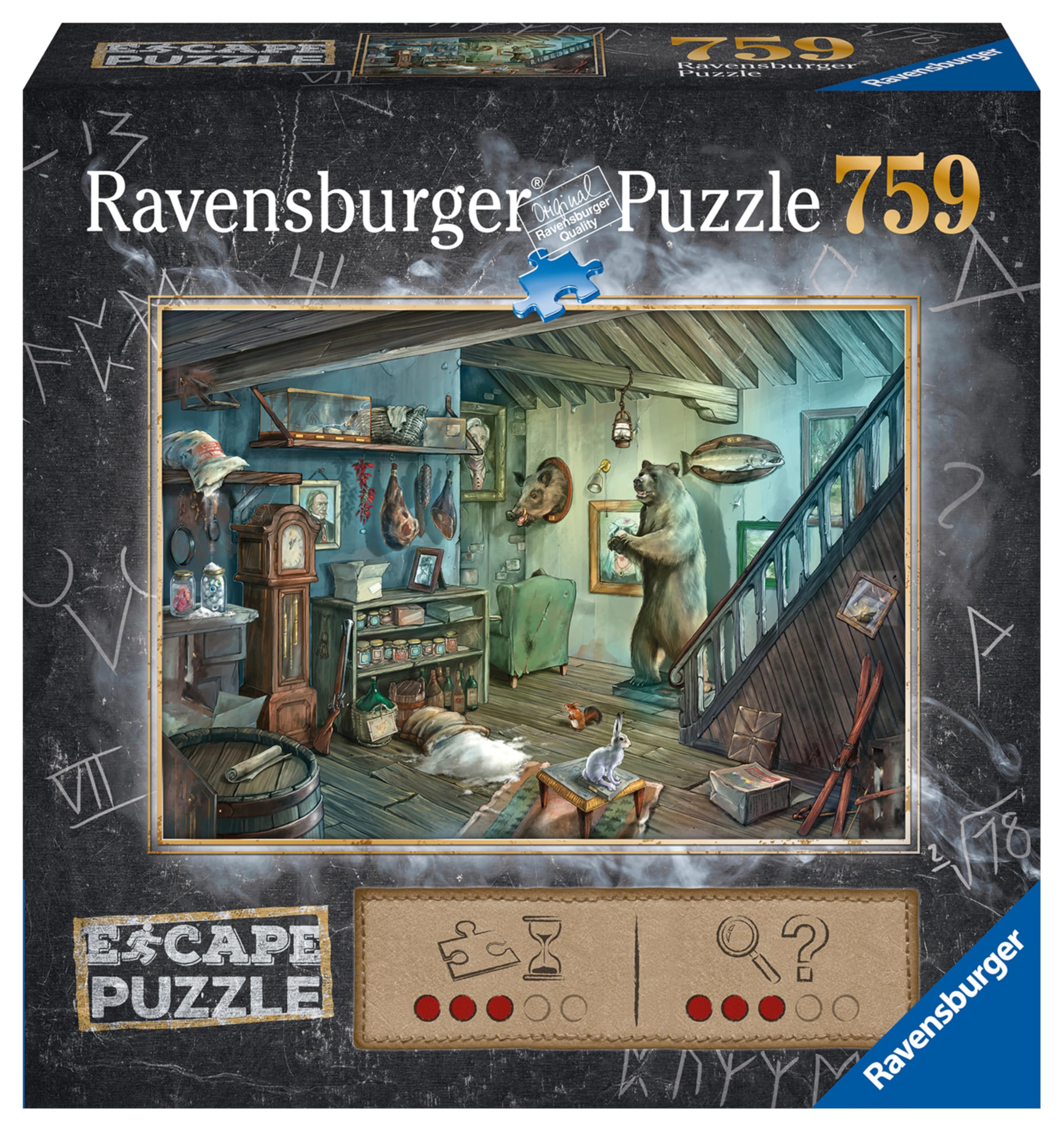 Ravensburger - Escape Puzzle - La Cave de la Terreur - pour Adultes et Enfants dès 12 Ans - 759 pièces, 1 Guide de Jeu, 1 enveloppe Solution - Inspiré des Jeux d'évasion - 16435