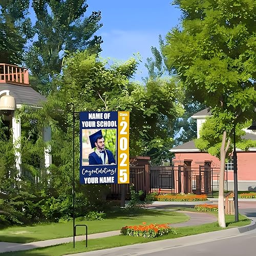 Miniatura 7 de Bandera personalizada de celebración, graduación, jardín, regalo de clase de 2023, bandera personalizada para fiesta, granja, patio, decoración de