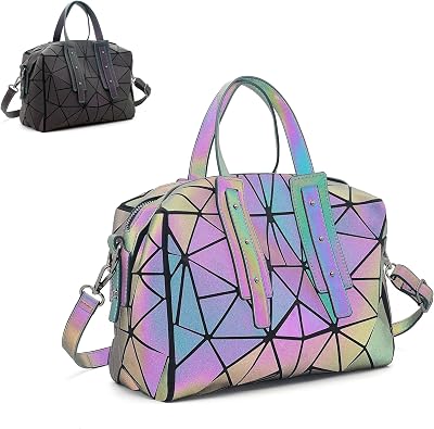 Geometric Handbag for Women Luminous Purse crossbody bag Boston Bags and Holographic shoulder bag