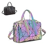 CAFINY Geometric Handbag for Women Luminous Purse crossbody bag Boston Bags and Holographic shoulder bag