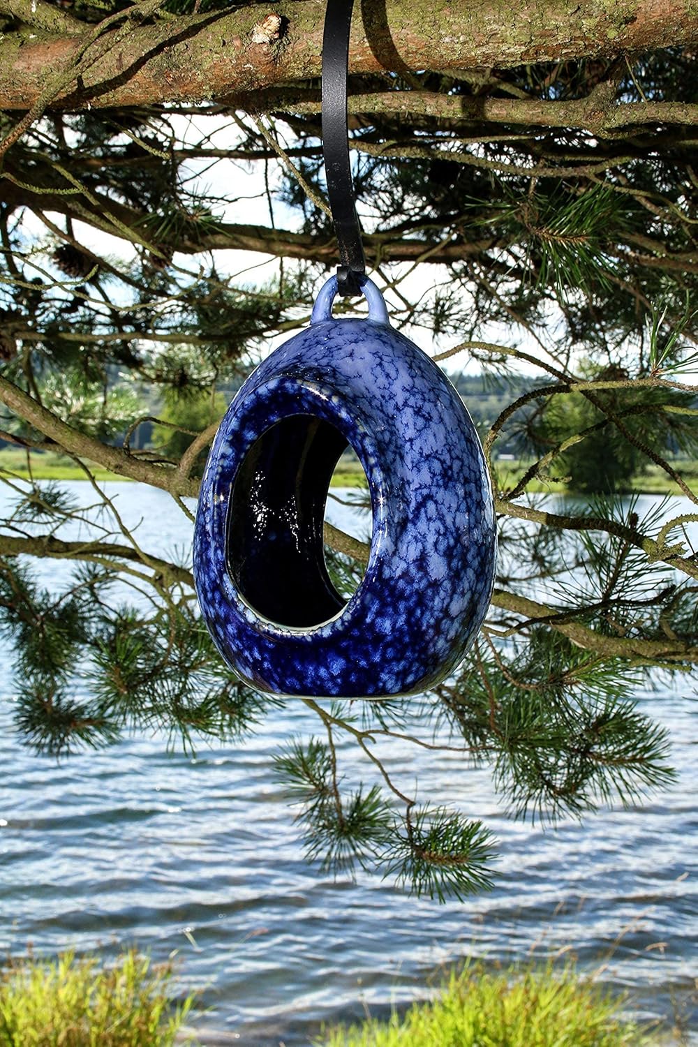 BYER OF MAINE Circles Hanging Bird Bath and Egg Fly Through Bird Feeder Bundle