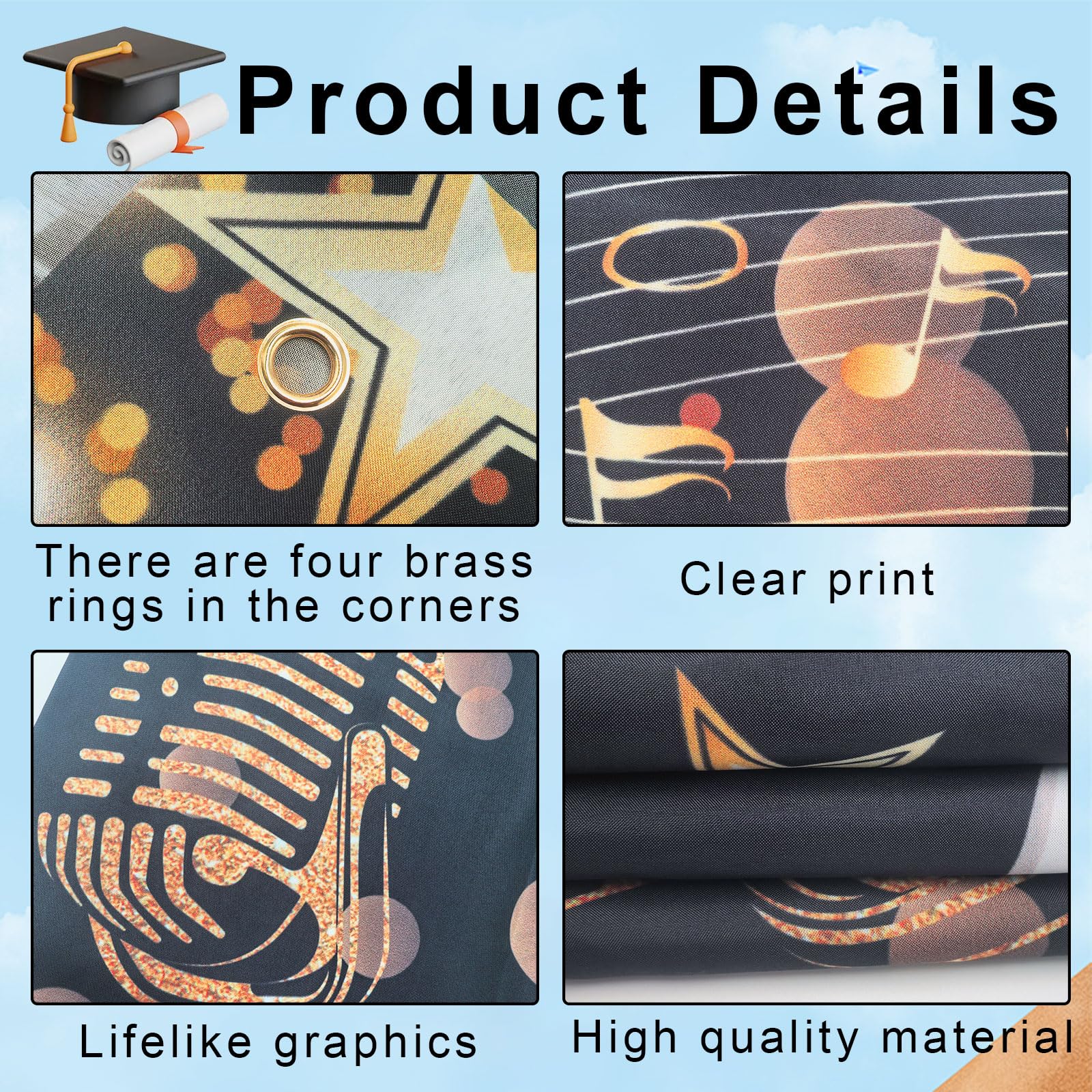 Prom Banner 2025, Prom Decorations 2025, Large Class of 2025 Background Decorations, Graduation Party Supplies 180 X 110CM - Image 3