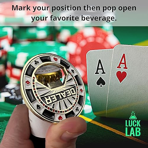 Miniatura 4 de Luck Lab Juego de 3 botones de metal para abrebotellas de póquer, botón de distribuidor, pesas de metal ciego grande y pequeñas (marcadores de
