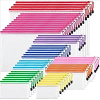 Vista 13 de JARLINK Paquete de 18 tamaños de bolsa de malla con cremallera, impermeable, bolsa de documentos multiusos para suministros de oficina, cosméticos