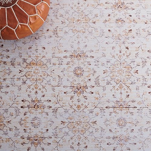 Miniatura 7 de SAFAVIEH Tucson Collection - Alfombra de área de 6 x 9 pies, diseño persa beige y dorado, no desprende pelusa, lavable a máquina y antideslizante,