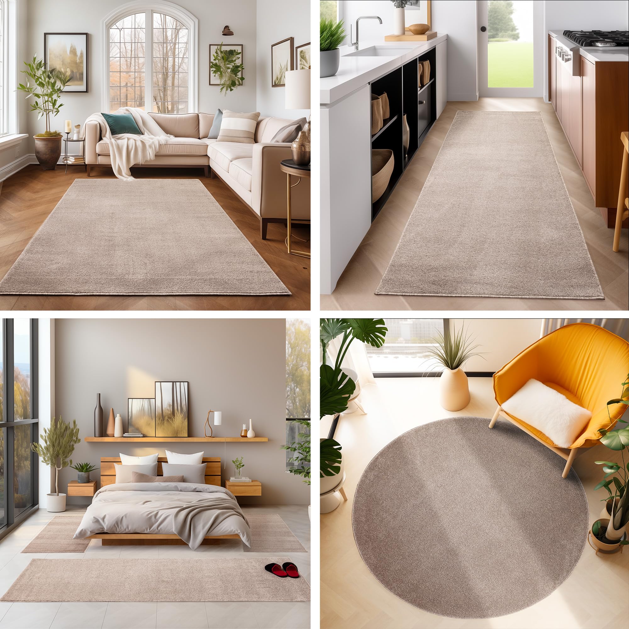 SIMPEX Teppich 280x370 cm Beige, Kurzflor, Einfarbig, Modern, Rechteckig, Pflegeleicht, rutschfest, XXL Bodenteppich für Wohnzimmer, Schlafzimmer, Essbereich