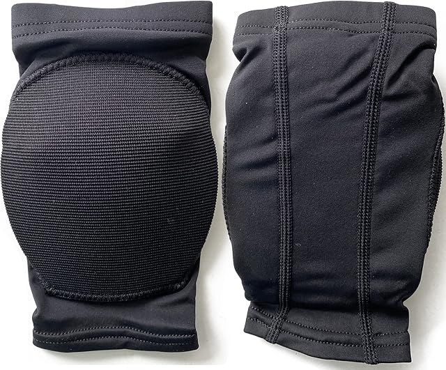 DANCEYOU Knee Pads Hard Sponge with Fleece Inside Sports Knee Support Knee Sleeves Brace Protector Unisex for Dance Sport and Training, Black/Nude