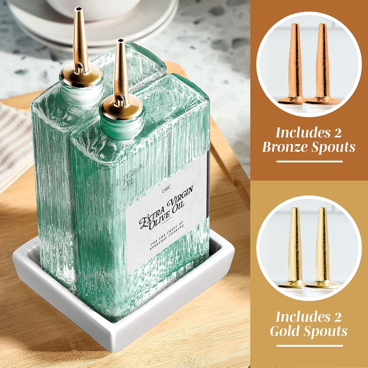 COOK WITH COLOR Olive Oil Dispenser Bottle, 2 Pack Glass image 5