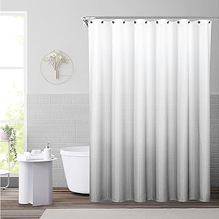 14 Walk In Shower Bathroom Ideas for a Modern Layout 16 WEST LAKE Waffle Weave Grey Shower Curtain Ombre Water Resistant Hotel S...