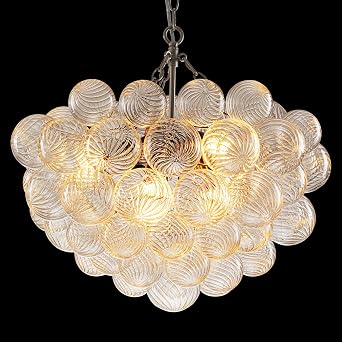 Longree Bubble Ball Glass Chandelier Brushed Nickel 24" Dia, 6-Light