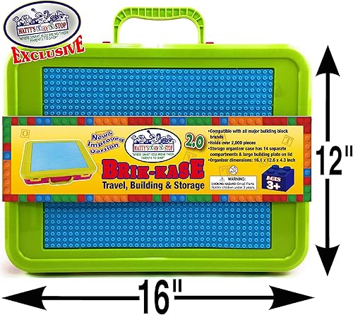Miniatura 2 de Matty's Toy Stop Brik-Kase 2.0 - Contenedor organizador para viajes, construcción, almacenamiento y tapa para placa de construcción (tiene
