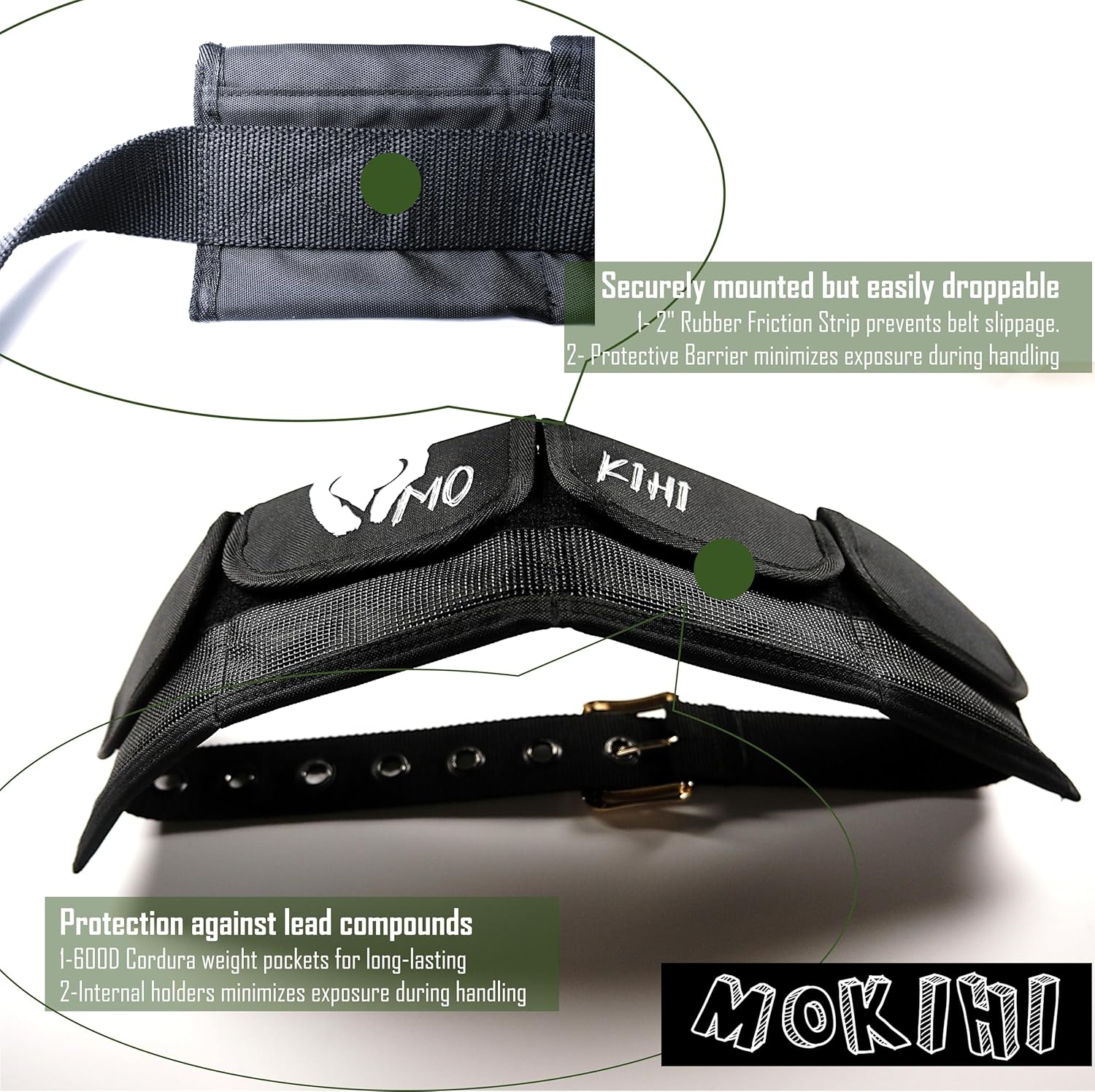 Pro Scuba Diving Weight Belt with 4 Pockets, Quick Release Buckle, Adjustable Waist 115cm, Lead Protection, Heavy-Duty for Scuba, Freediving, Spearfishing