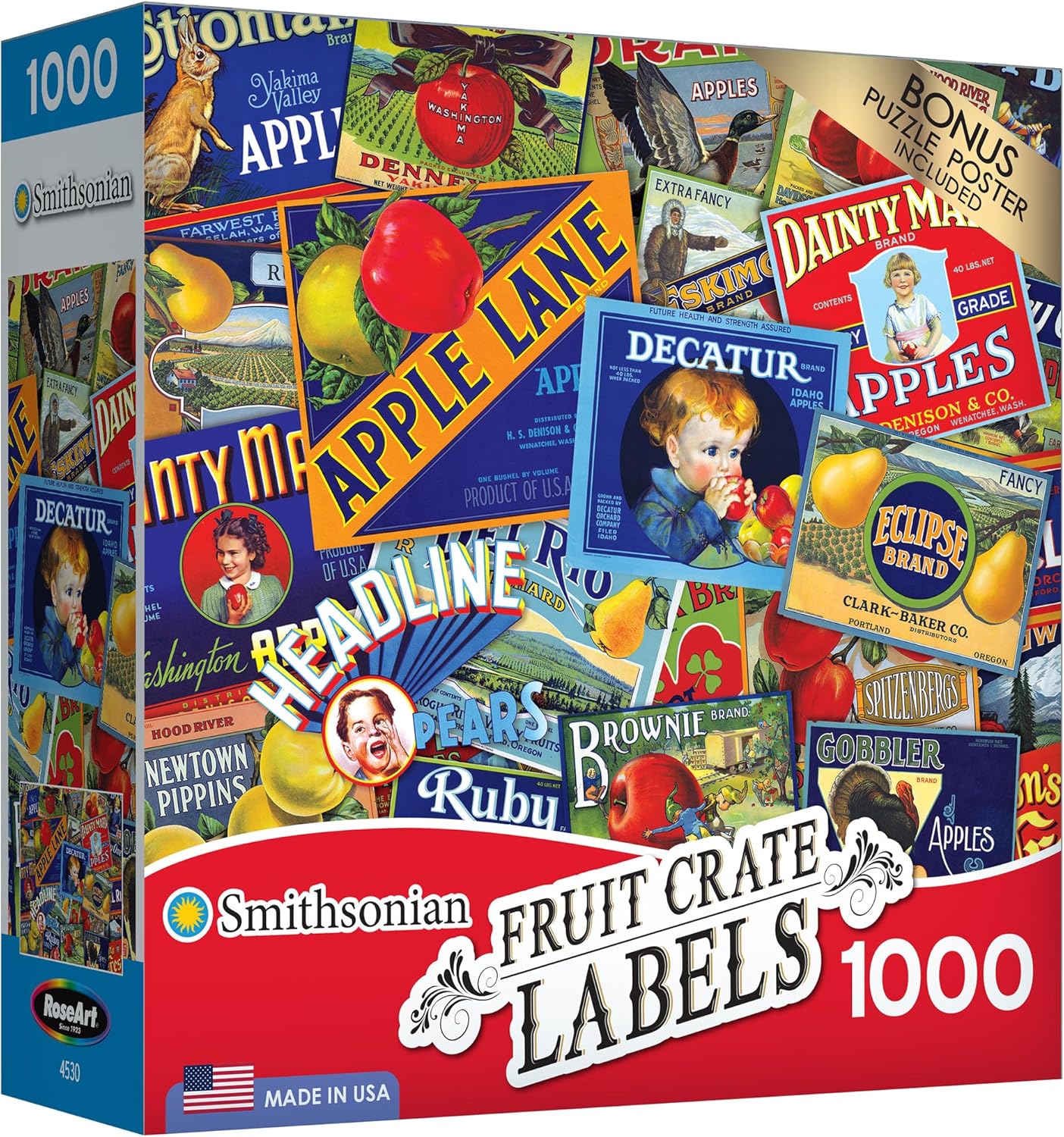 RoseArt - Smithsonian Archives Collection - Fruit Crate Labels - 1000 Piece Jigsaw Puzzle for Adults
