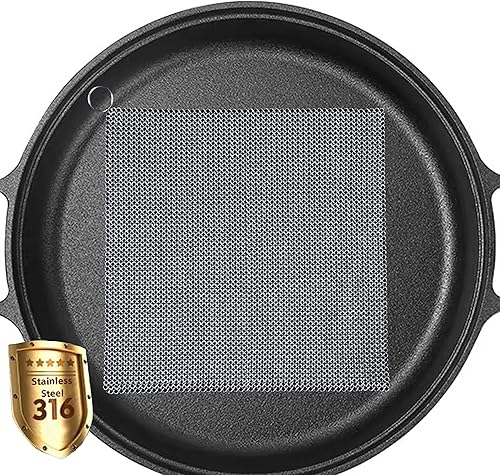 Depurador de malla de hierro fundido con anillos finos soldados para tazas, limpiador de hierro fundido (7.1 x 7.1 pulgadas)