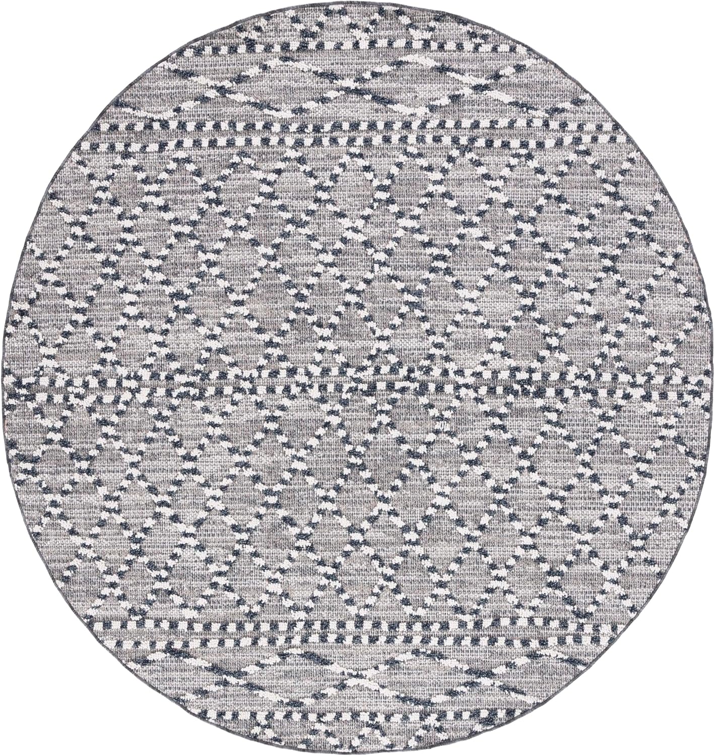 SAFAVIEH Global Collection Area Rug - 6'7" Round, Grey & Ivory, Non-Shedding & Easy Cleaning, Ideal for Living Room, Bedroom, Office, Dining Space (GLB879F)