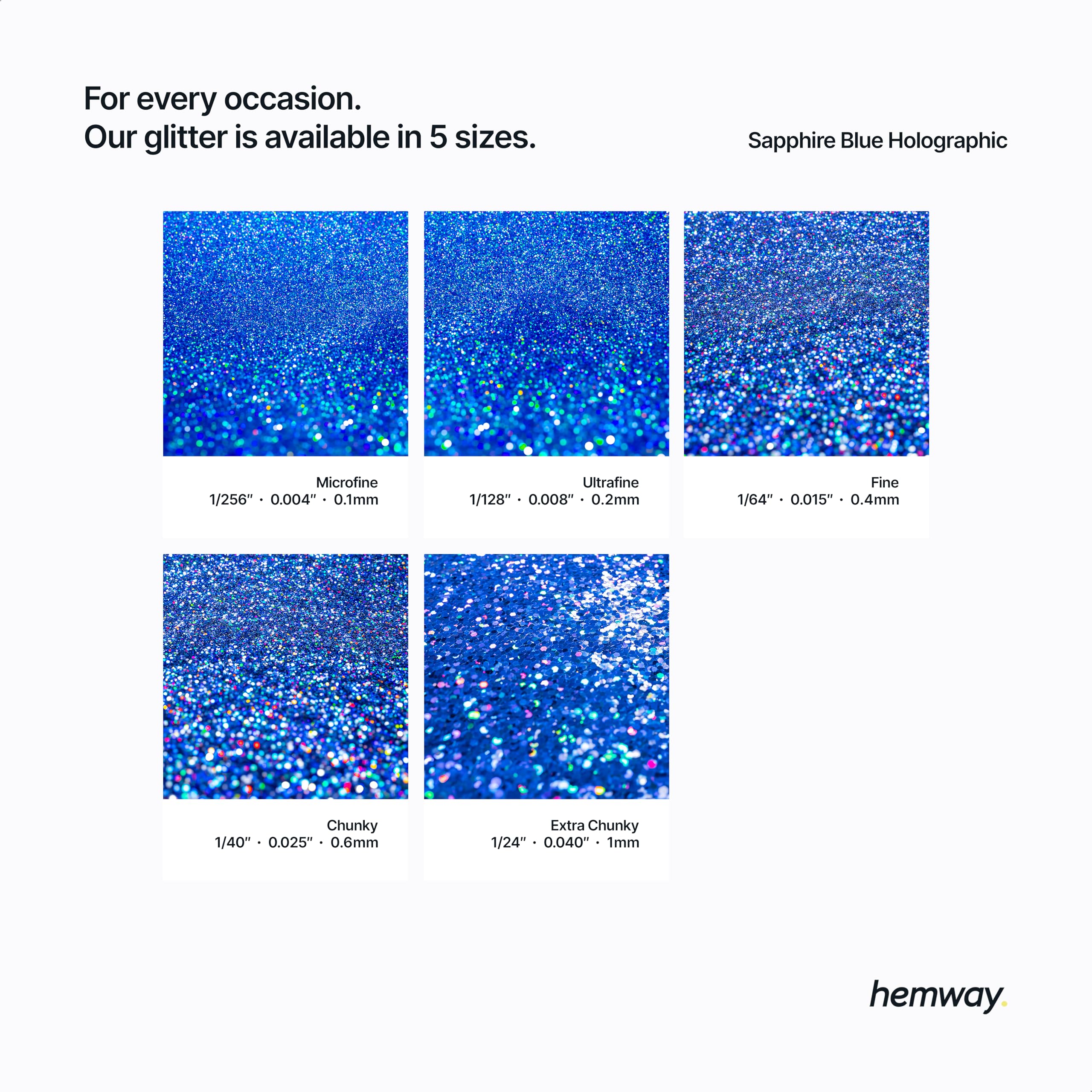 Hemway bleu saphir Holographic Glitter peinture Additif Chunky 1/40" 0.6mm pour l'émulsion Peintures à l'eau - intérieur et extérieur mur, plafond, bois, vernis, mat, brillant, satiné - 100 g / 3,5 oz