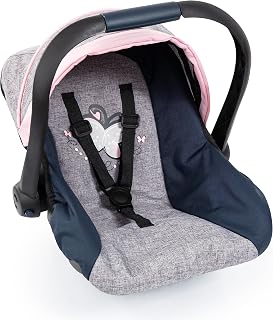 Bayer Design Dolls: Car Seat - Grey, Blue, Pink Butterfly - Fits Dolls Up to 18' Kids Pretend Play, Safety Belt, Sun Canopy, Accessory for -Plush Toys -Stuffed Animals & Dolls, Ages 3+