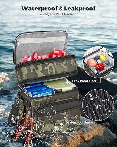 Miniatura 5 de Lonchera aislada y lonchera para hombres – Bolsa de almuerzo reutilizable de doble cubierta para mujeres, bolsa enfriadora a prueba de fugas, suave