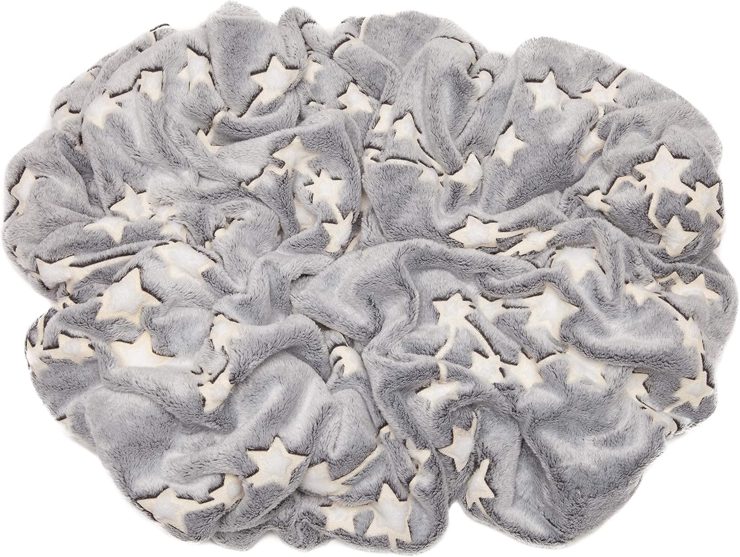 Chanasya Premium Luminious, Glow in The Dark, Lucky Stars Print Gift Throw Blanket - Featuring Lucky Starts Bring Luck Joy Blanket for Birthday for Kids Couch (50x65 Inches) Grey