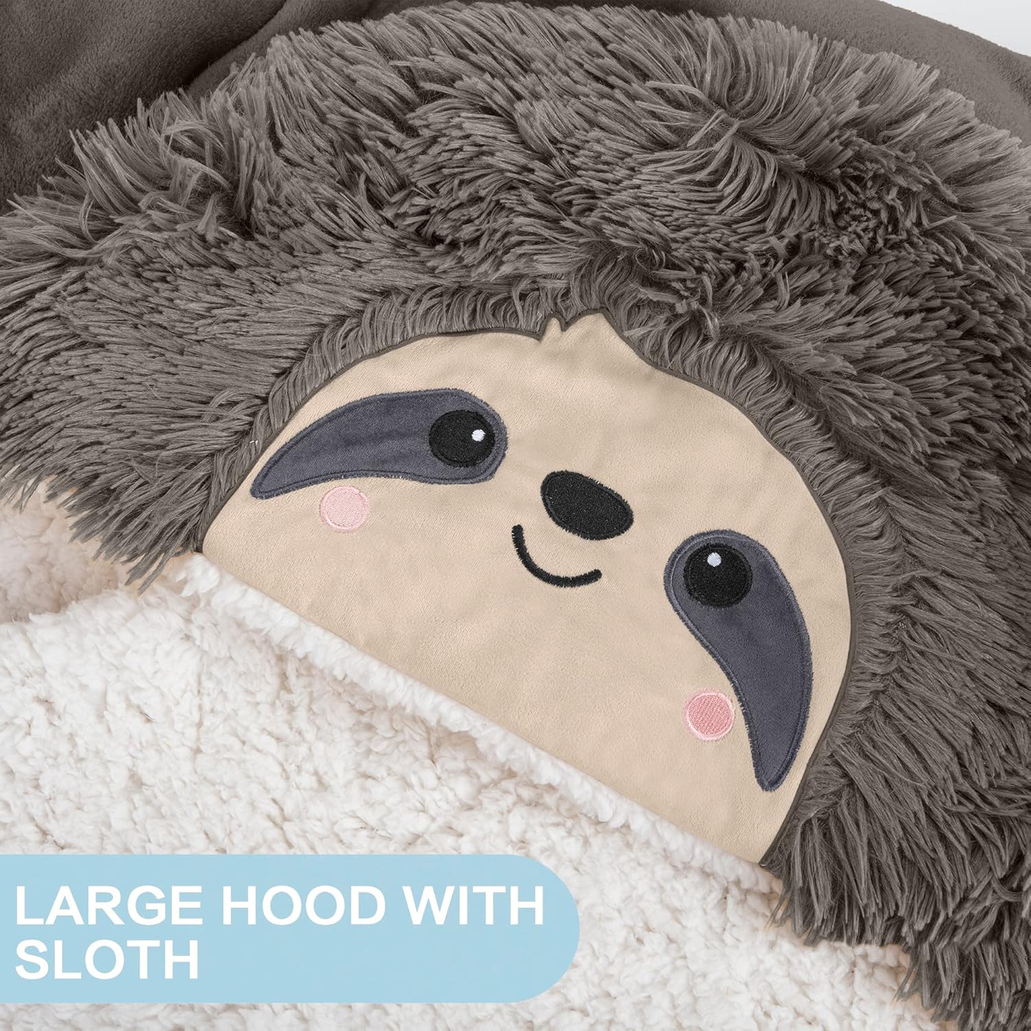 Sloth Wearable Hooded Blanket for Adults - Super Soft Warm Cozy Plush Flannel Fleece & Sherpa Hoodie Throw Cloak Wrap - Sloth Gifts for Women Adults and Kids - Image 2